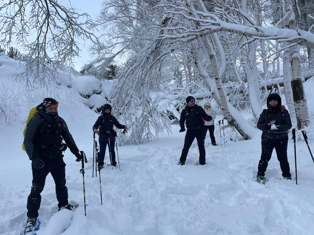 Raquetas de nieve en el Etna - Cráteres y coladas nevadas